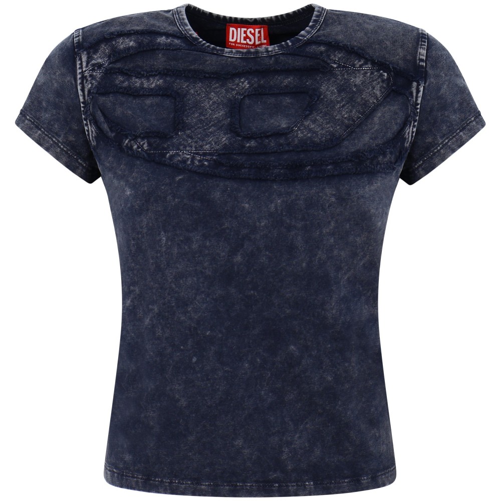 T-shirt blu con logo  per donna