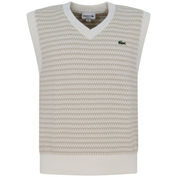 Gilet beige con trama lavorata per uomo