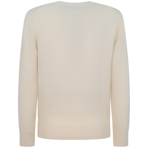 Maglione avorio con mini logo per uomo