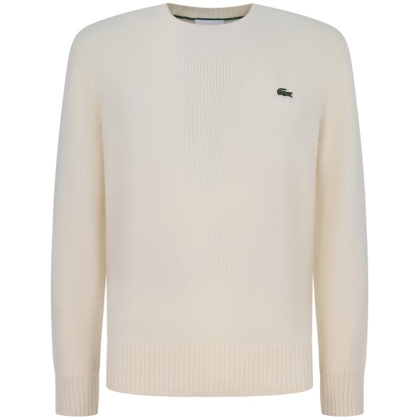 Maglione avorio con mini logo per uomo