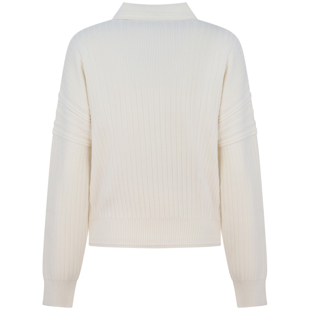 Maglione bianco con colletto a polo per uomo