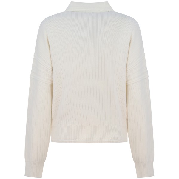 Maglione bianco con colletto a polo per uomo