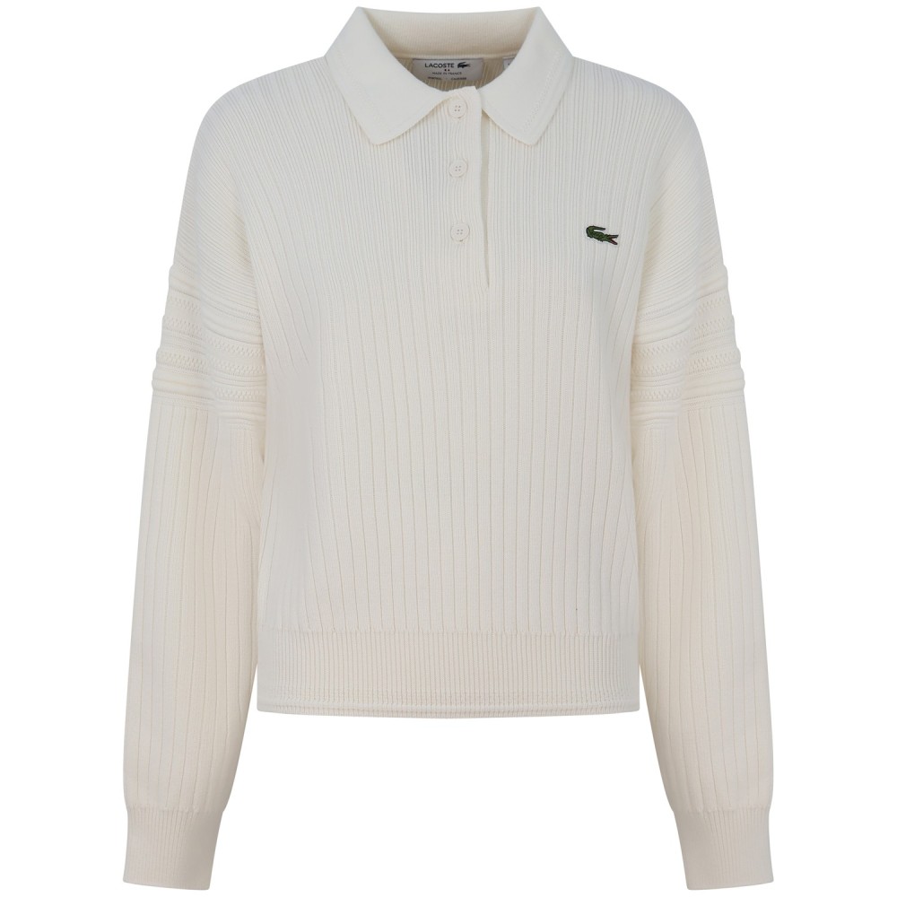 Maglione bianco con colletto a polo per uomo