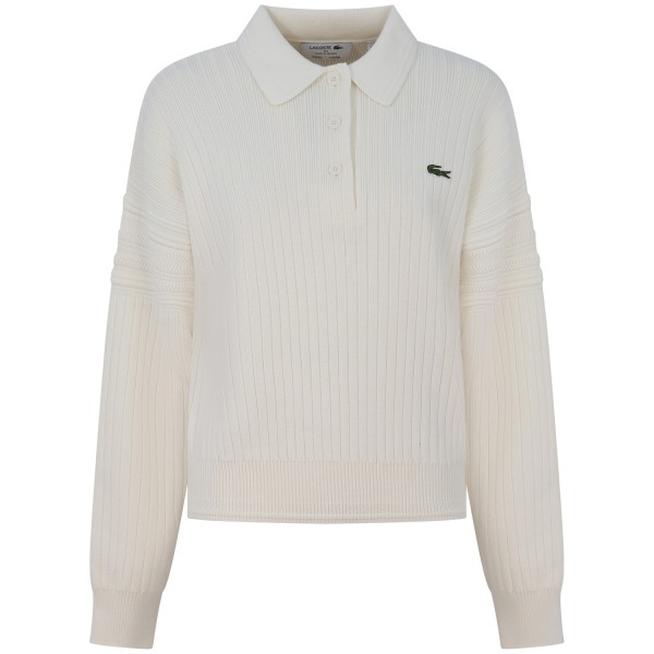 Maglione bianco con colletto a polo per uomo