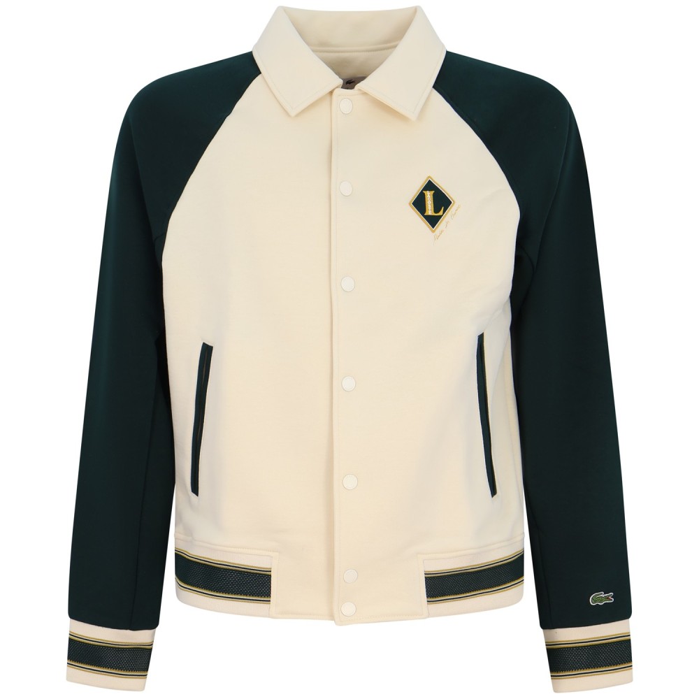 Felpa beige con maniche verdi per uomo