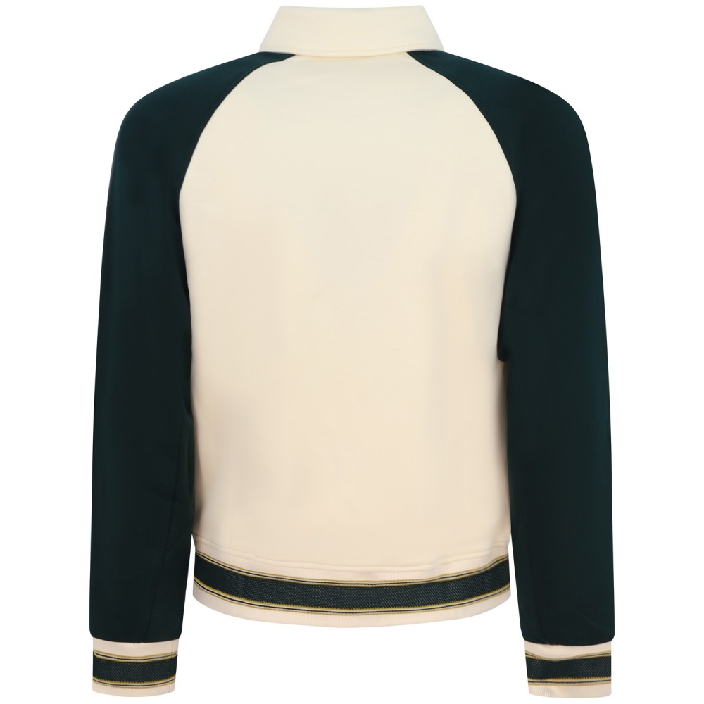 Felpa beige con maniche verdi per uomo