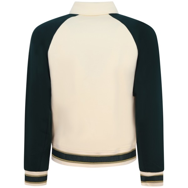 Felpa beige con maniche verdi per uomo
