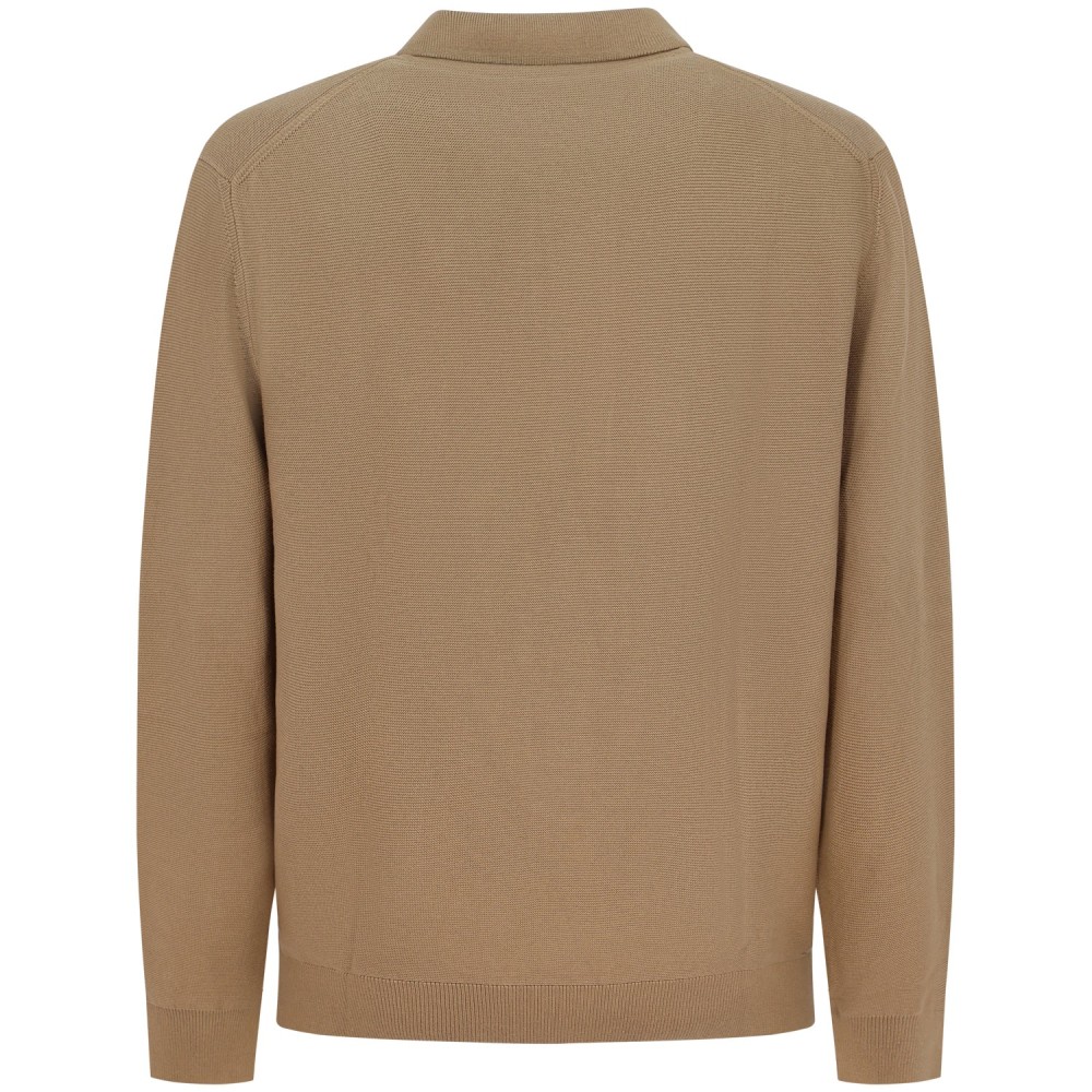 Maglione marrone con colletto a polo per uomo