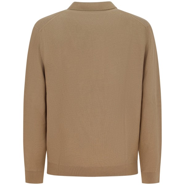Maglione marrone con colletto a polo per uomo
