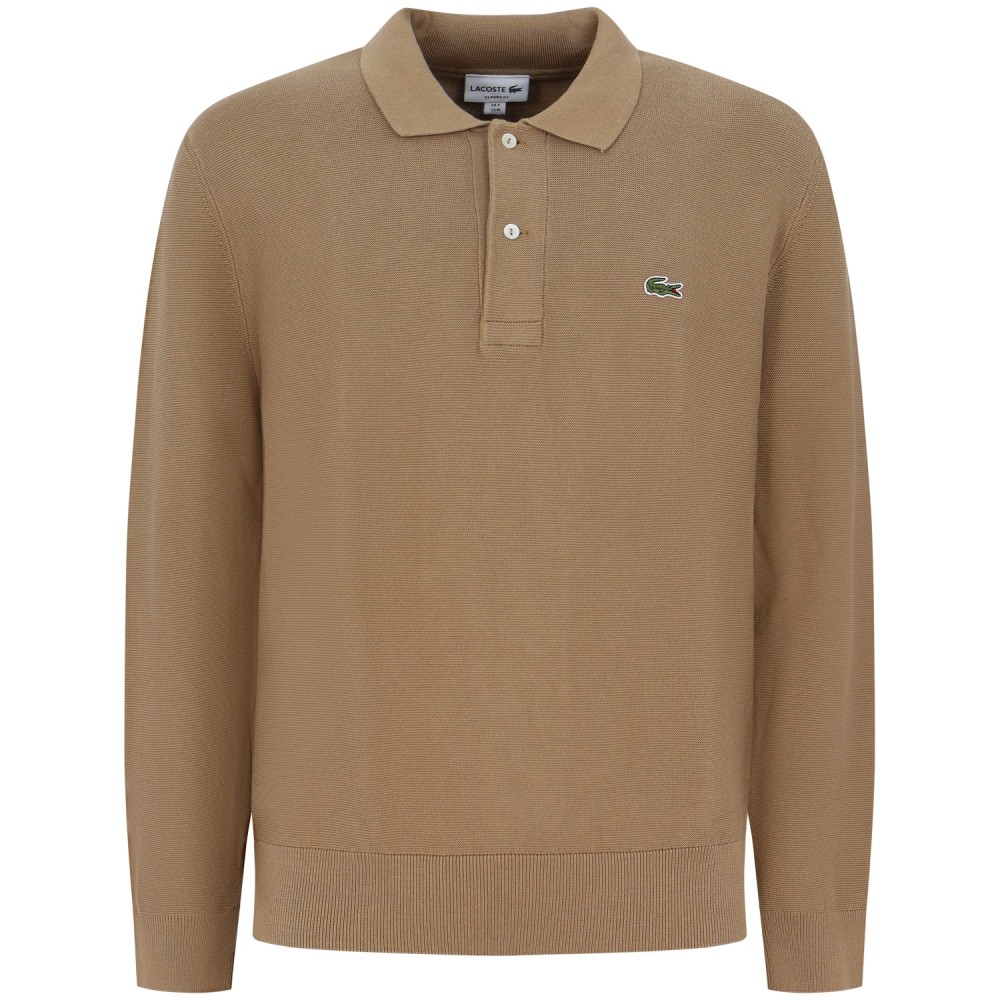 Maglione marrone con colletto a polo per uomo