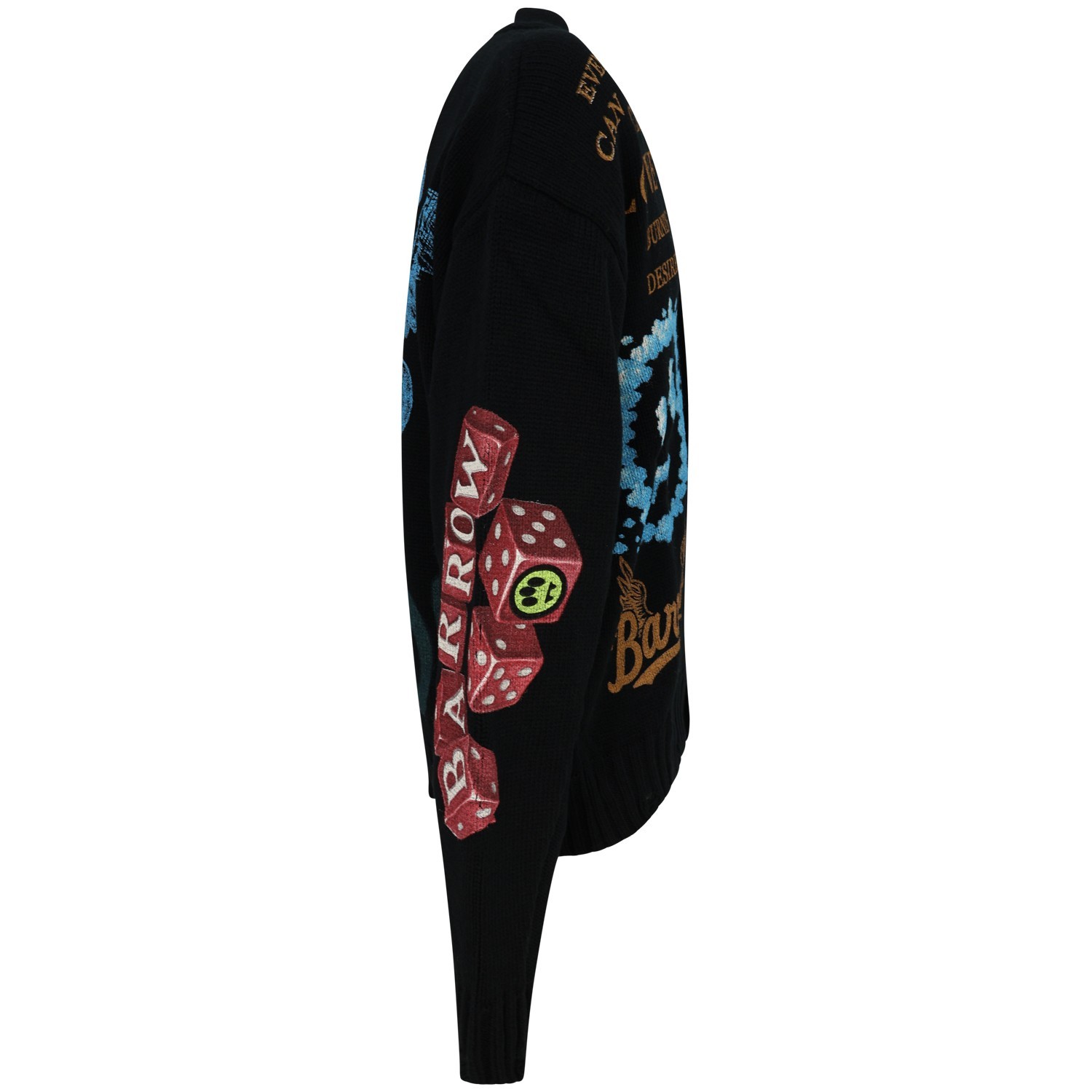 Cardigan nero con stampe all over per uomo