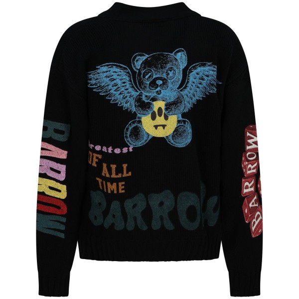 Cardigan nero con stampe all over per uomo