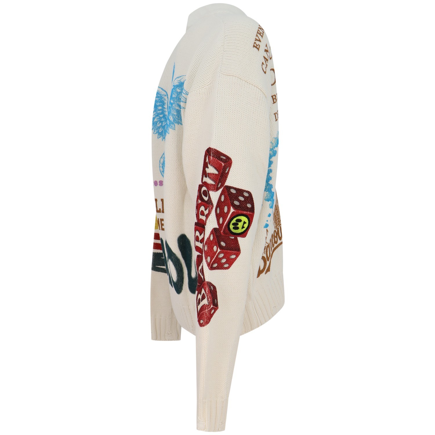Cardigan avorio con stampe all over per uomo 2