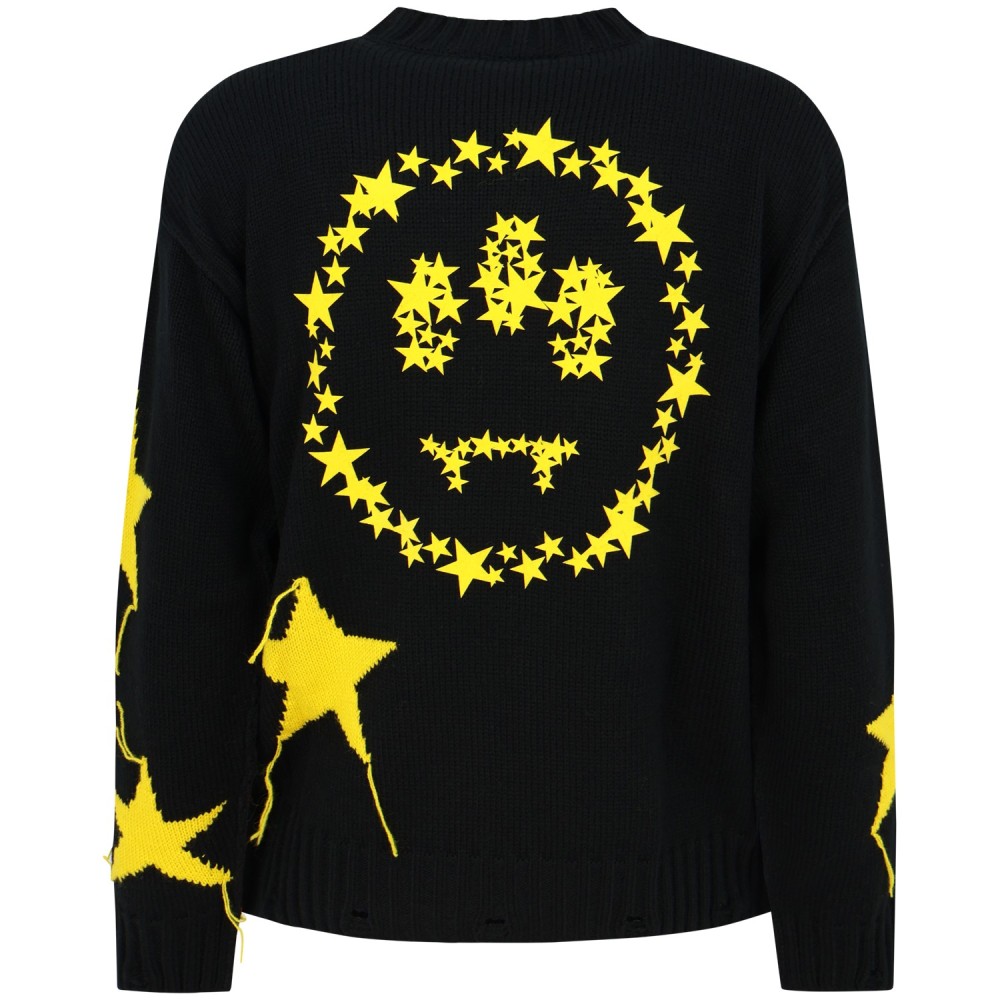 Maglione nero con maxi logo per uomo
