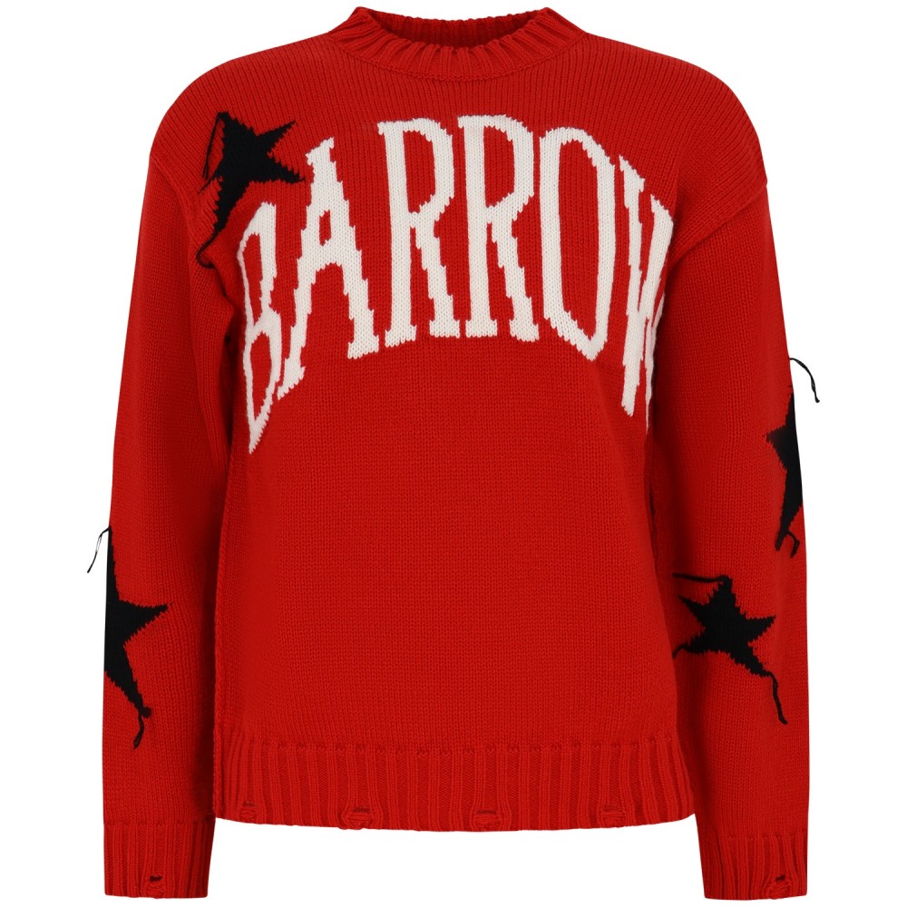 Maglione rosso con maxi logo per uomo