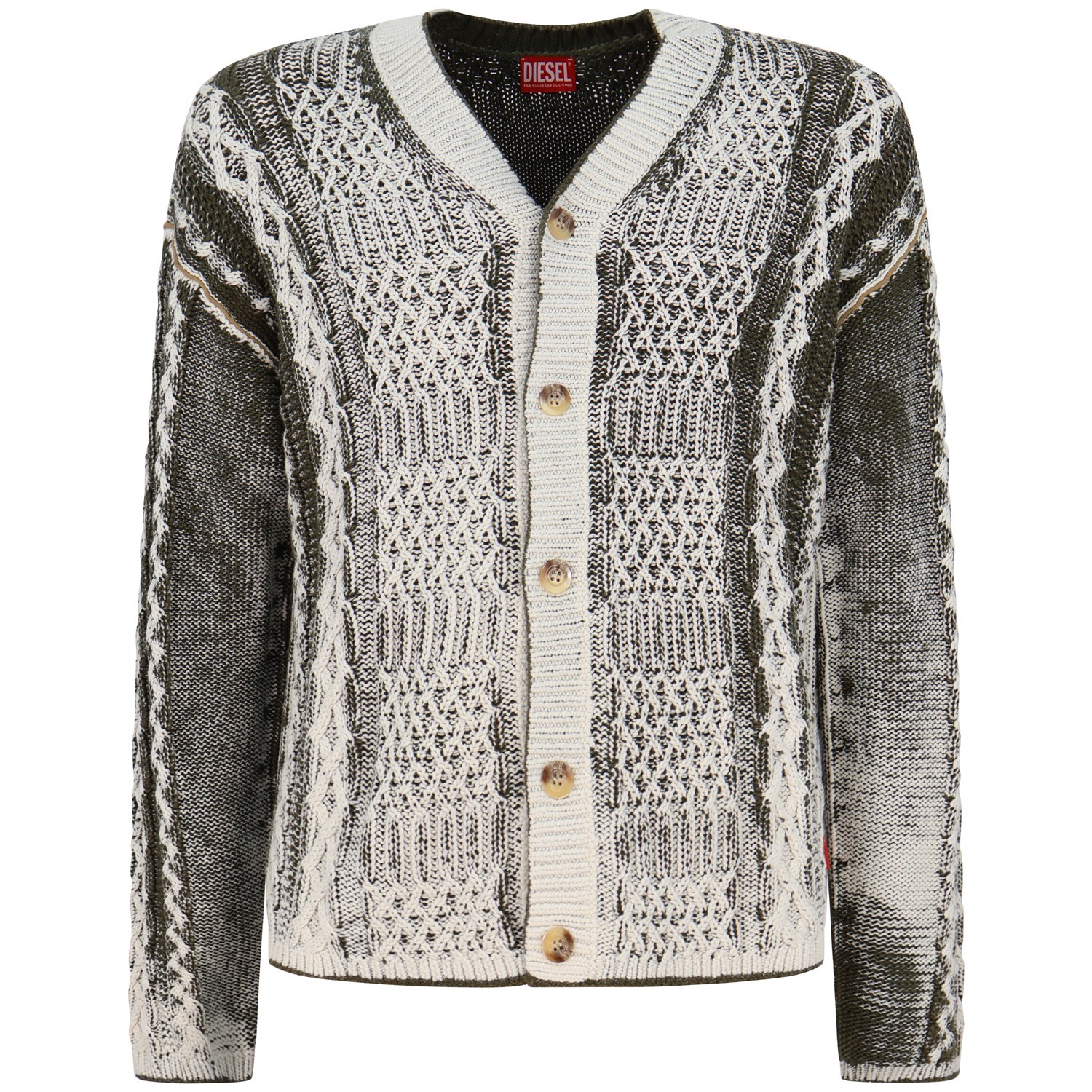 Cardigan verde con logo per uomo