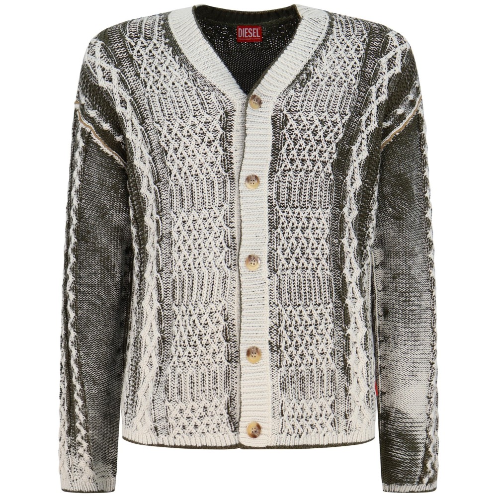 Cardigan verde con logo per uomo