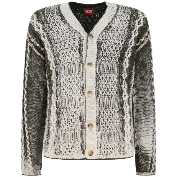Cardigan verde con logo per uomo
