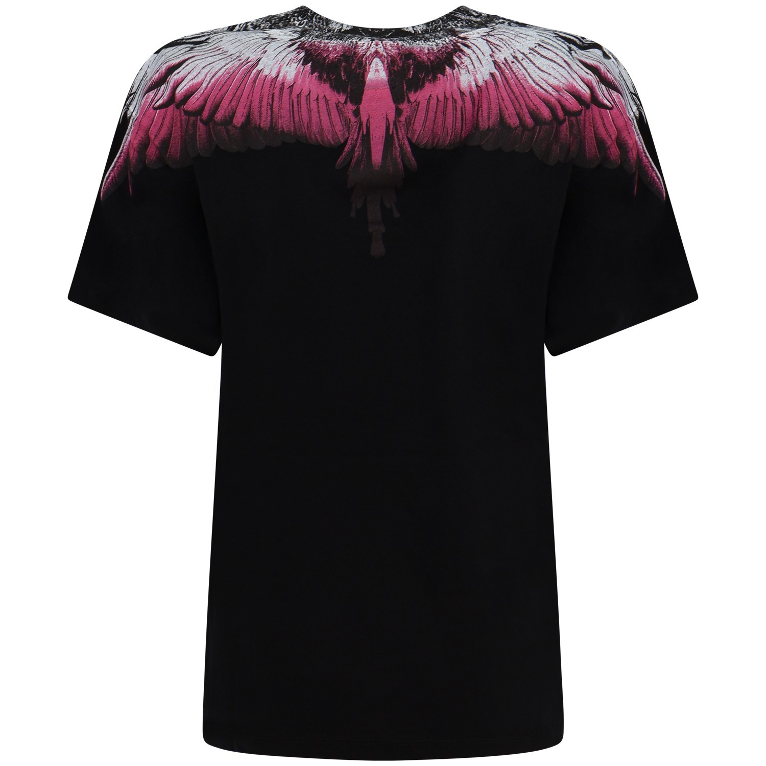 T-shirt nera con ali fuxia per donna 2