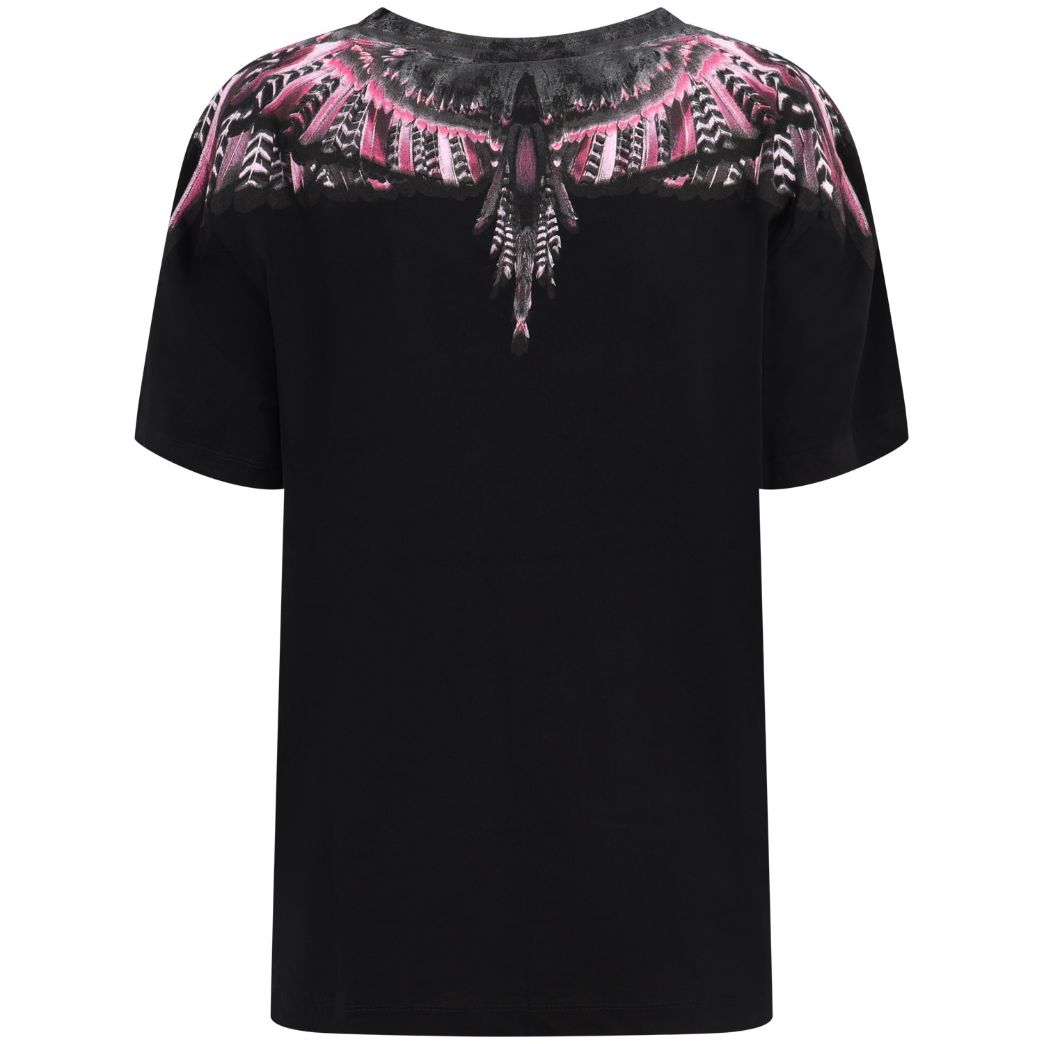 T-shirt nera con ali fuxia e nere per donna 2