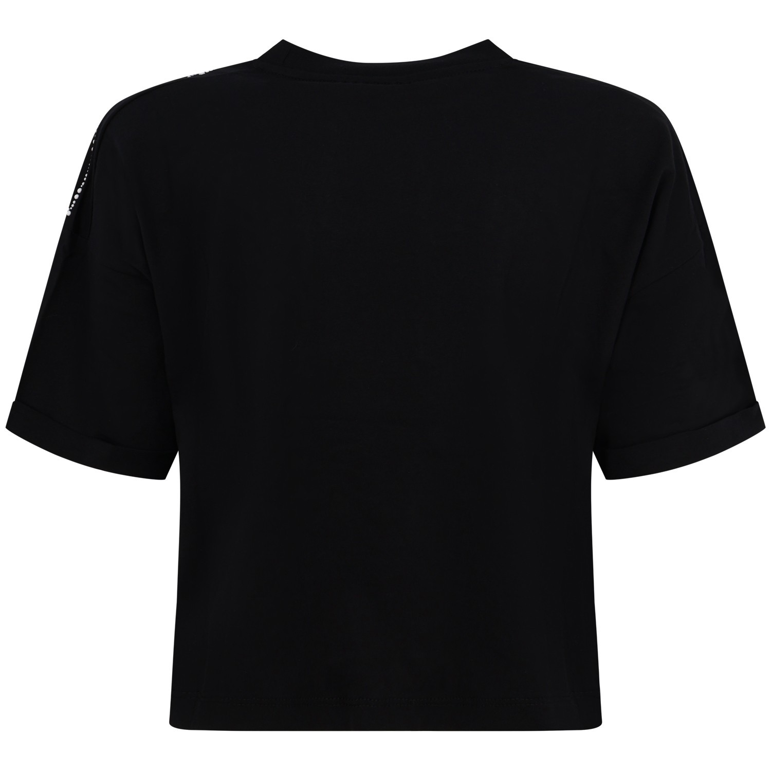 T-shirt nera con ali di perle per donna 2