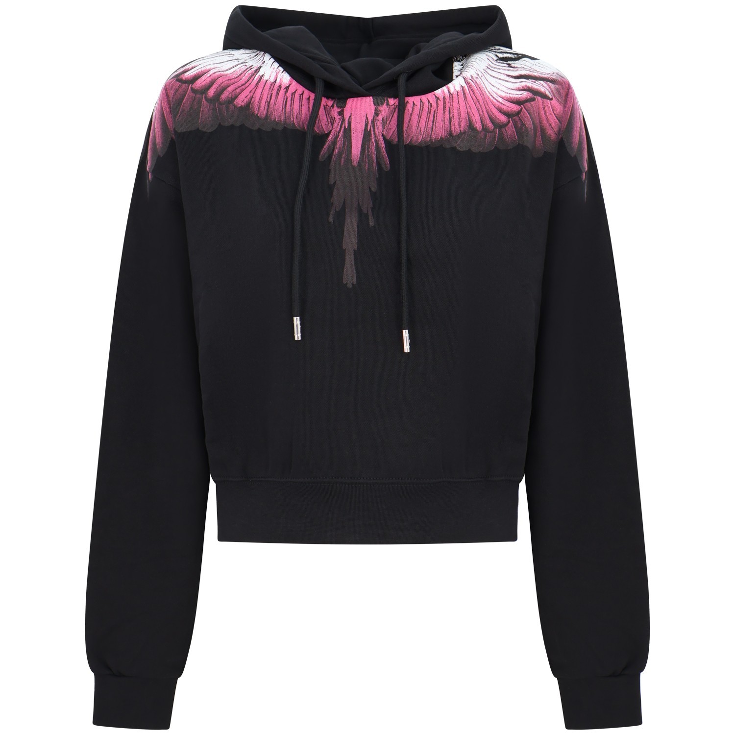 Felpa con ali fuxia con cappuccio per donna