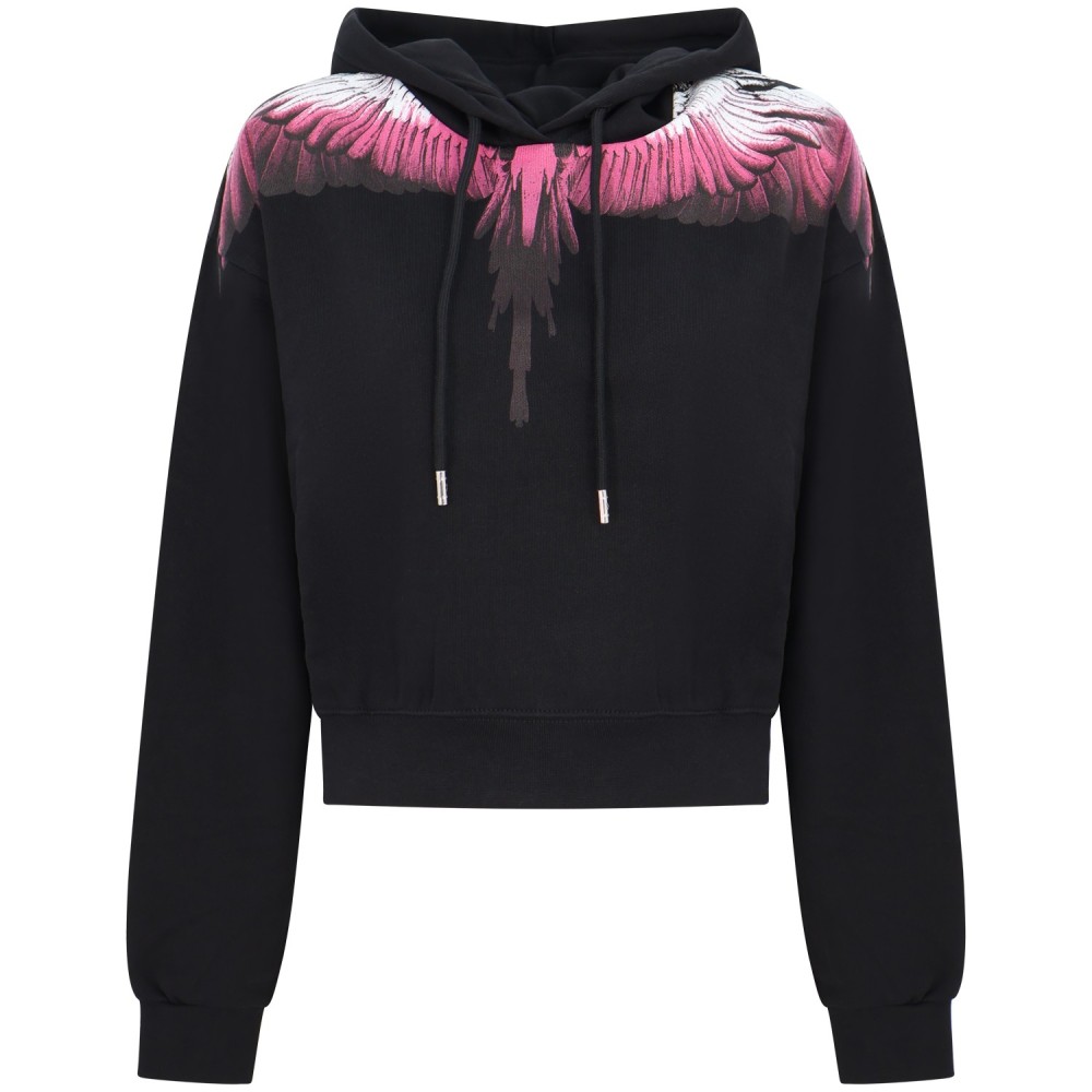 Felpa con ali fuxia con cappuccio per donna