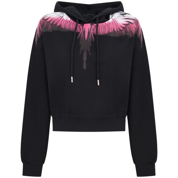 Felpa con ali fuxia con cappuccio per donna