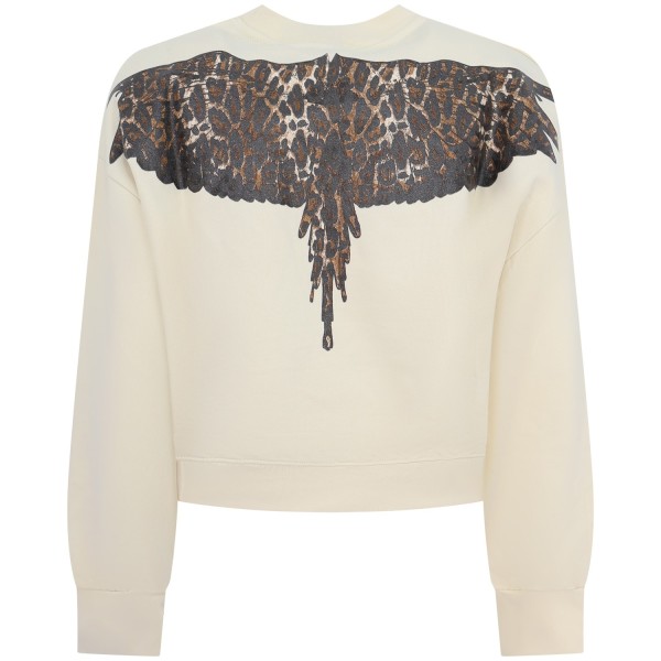 Felpa avorio con ali animalier sul retro per donna