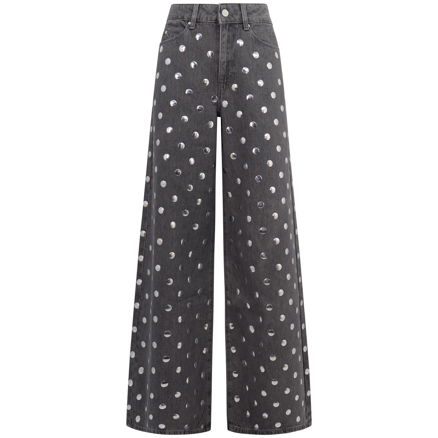 Jeans grigio con borchie per donna