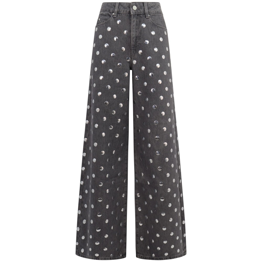Jeans grigio con borchie per donna