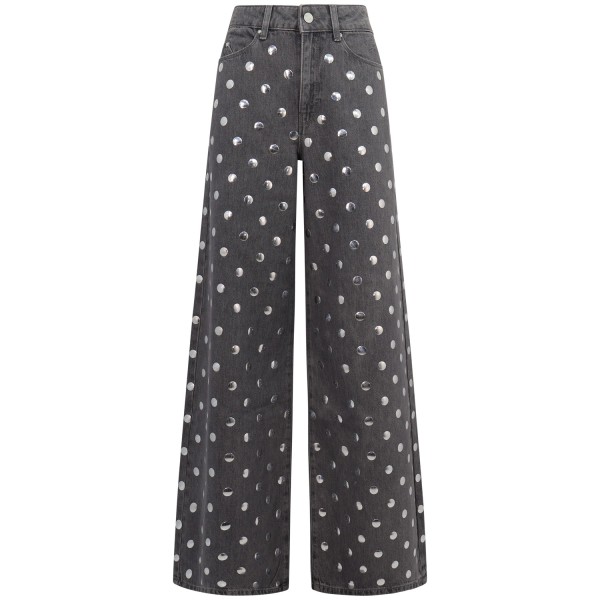 Jeans grigio con borchie per donna