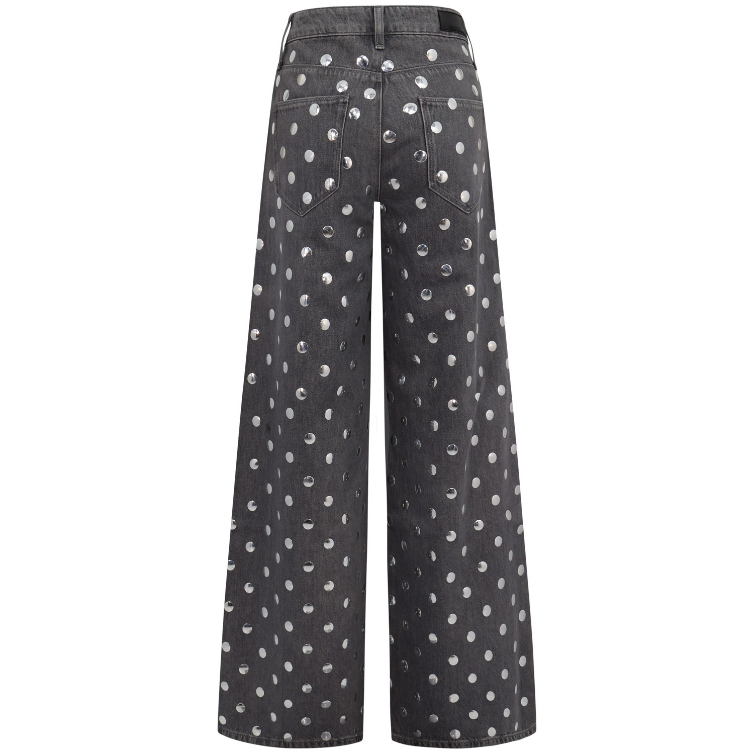 Jeans grigio con borchie per donna 2