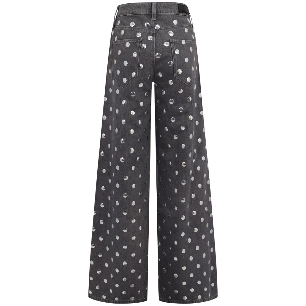 Jeans grigio con borchie per donna