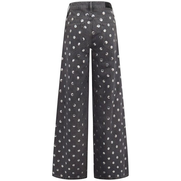 Jeans grigio con borchie per donna
