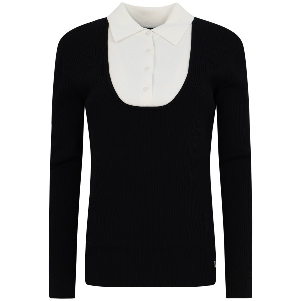 Maglione nero con colletto bianco per donna