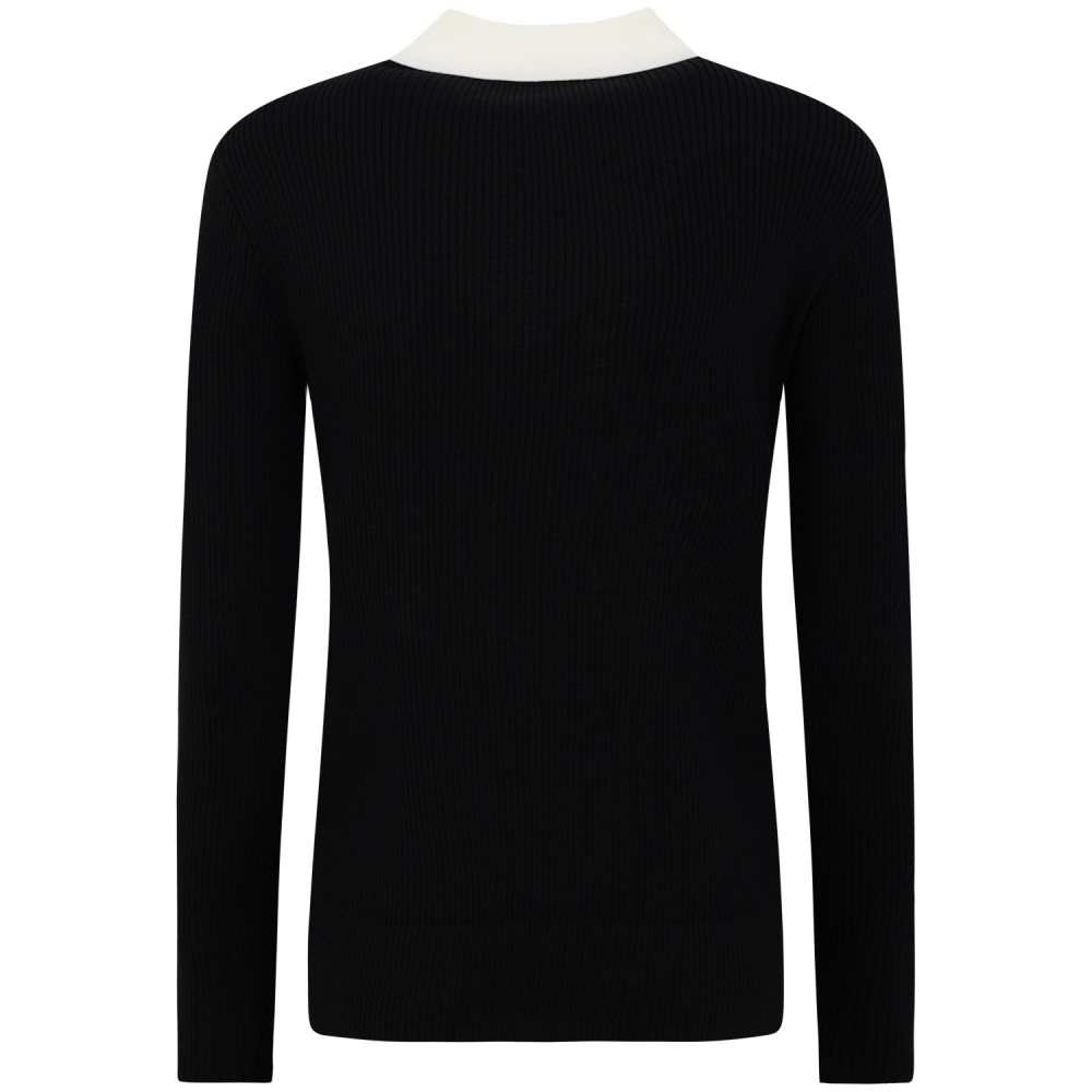 Maglione nero con colletto bianco per donna