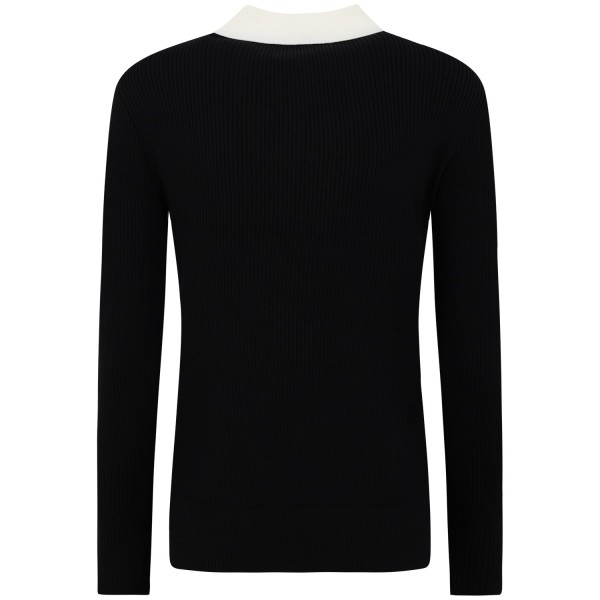 Maglione nero con colletto bianco per donna