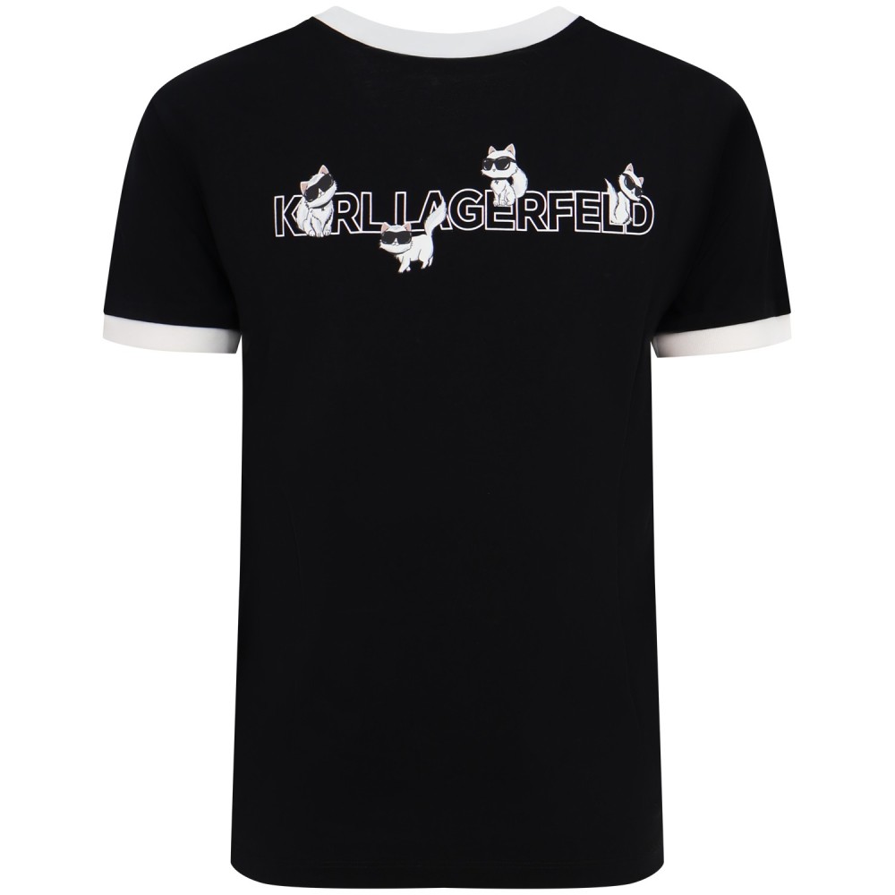 T-shirt nera con mini logo per donna