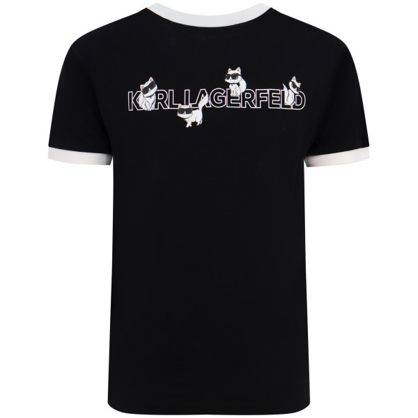 T-shirt nera con mini logo per donna
