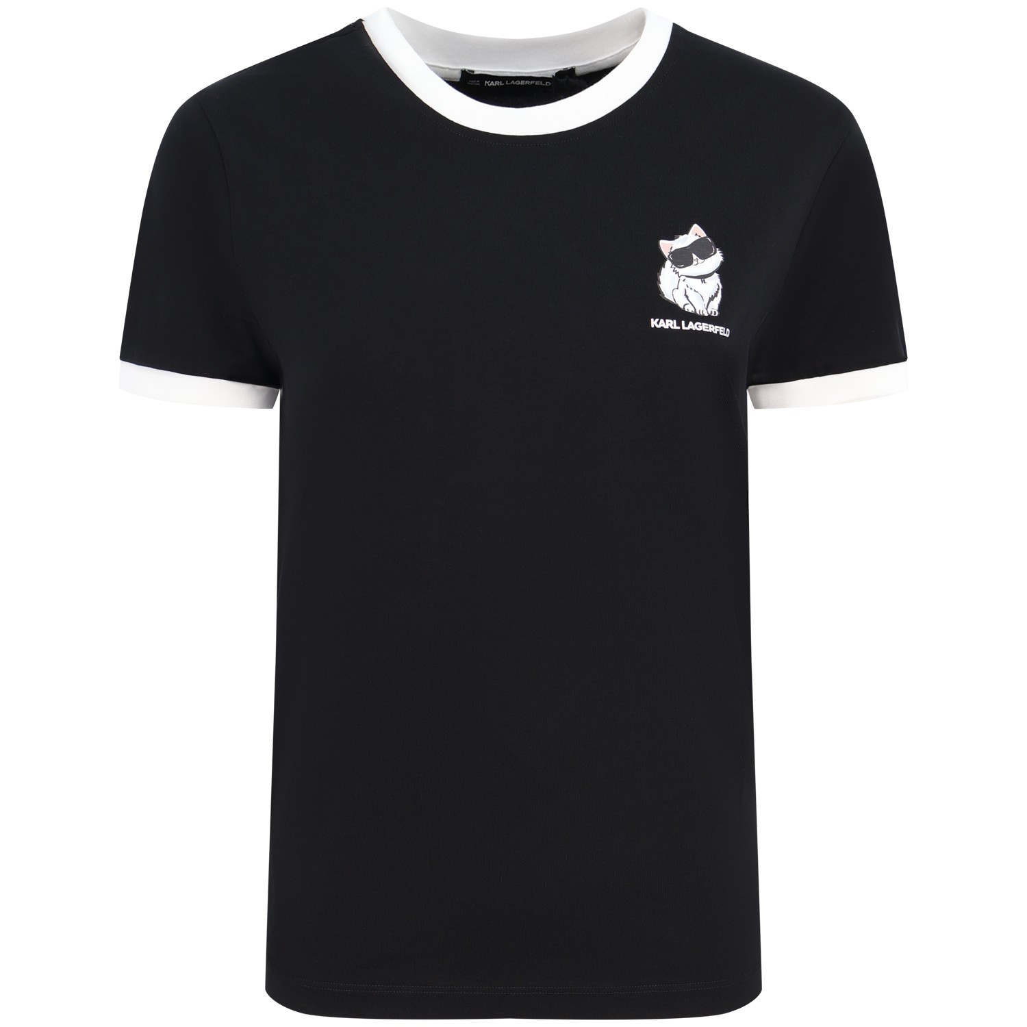 T-shirt nera con mini logo per donna
