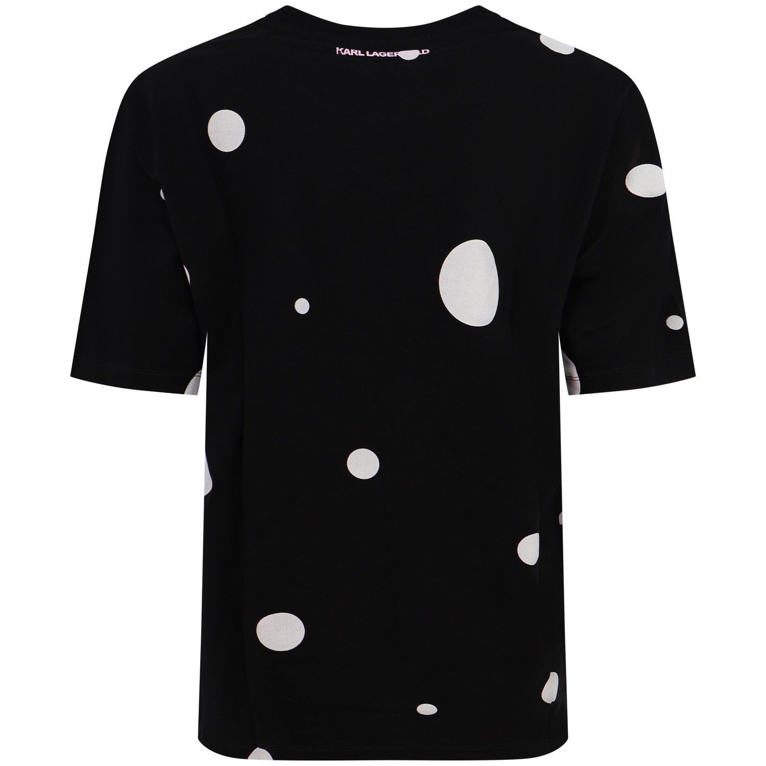 T-shirt nera a pois per donna 2
