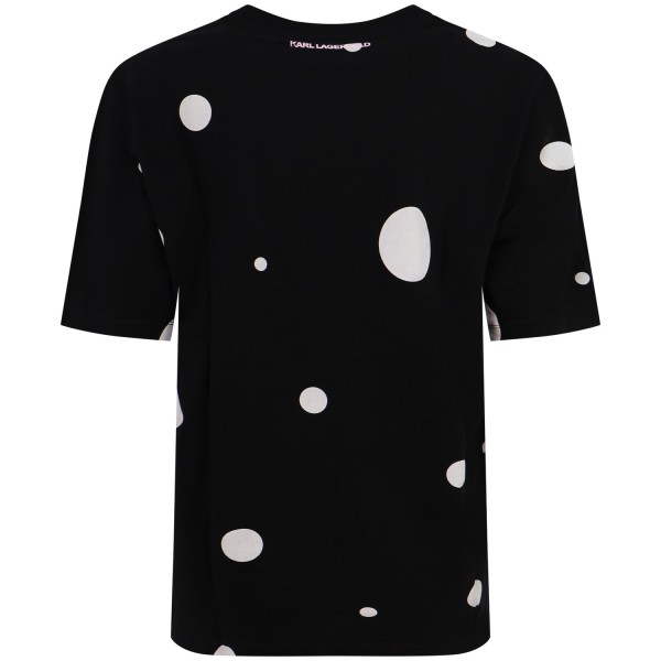 T-shirt nera a pois per donna