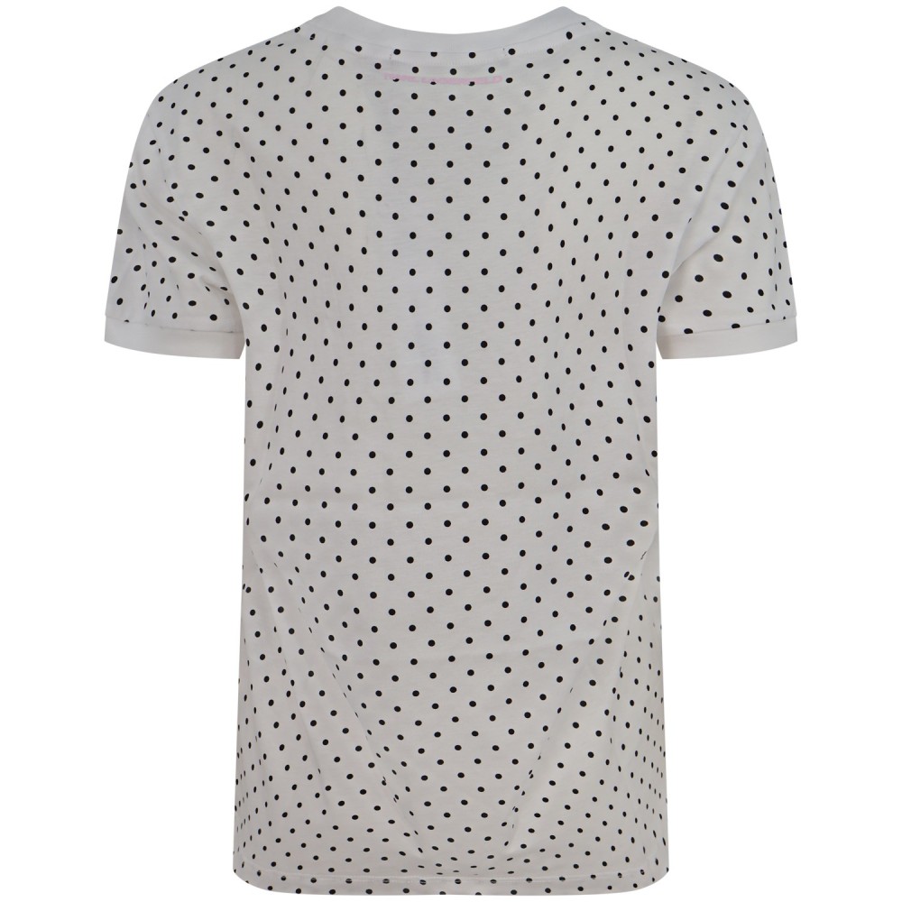 T-shirt bianca a pois per donna
