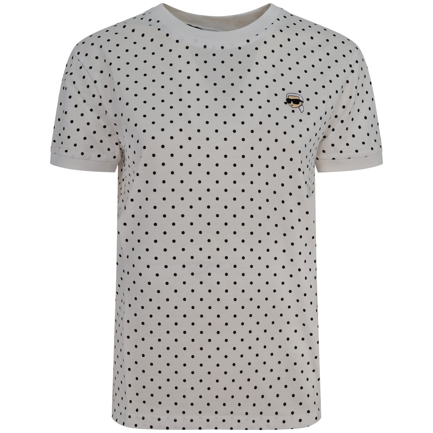 T-shirt bianca a pois per donna