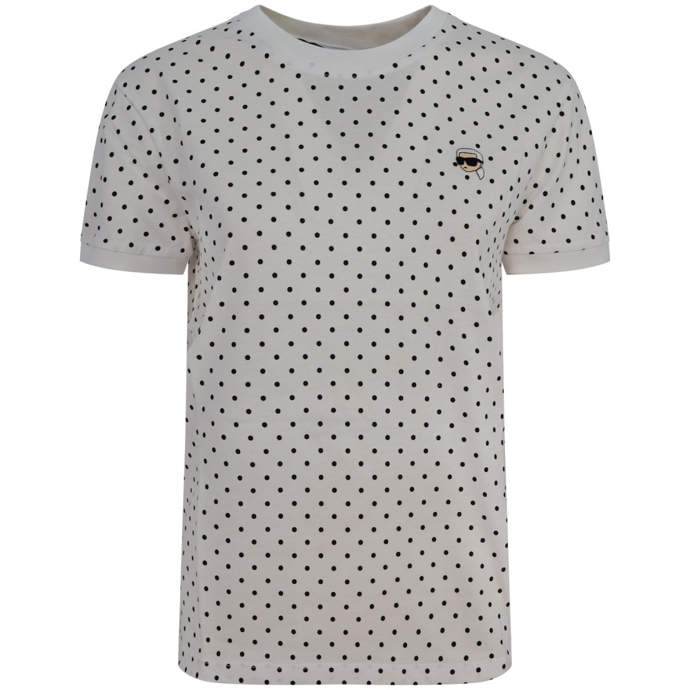 T-shirt bianca a pois per donna