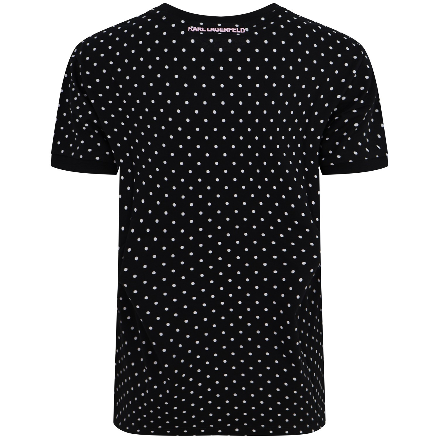T-shirt nera a pois per donna 2
