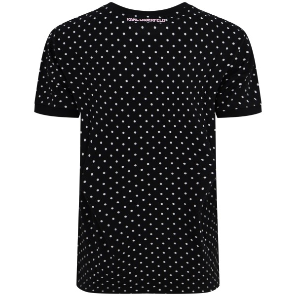 T-shirt nera a pois per donna