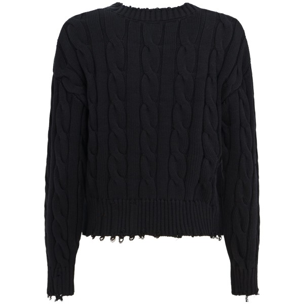 Maglione nero a treccia  per donna