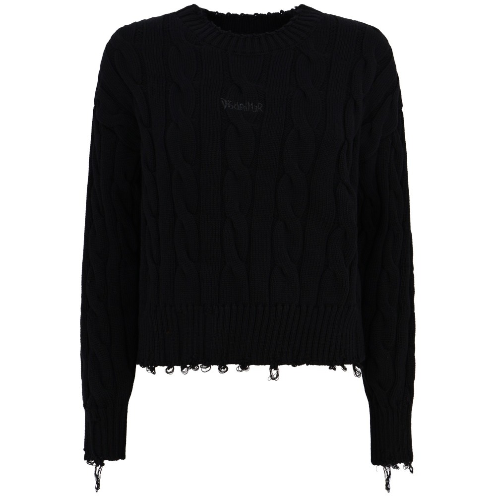 Maglione nero a treccia  per donna